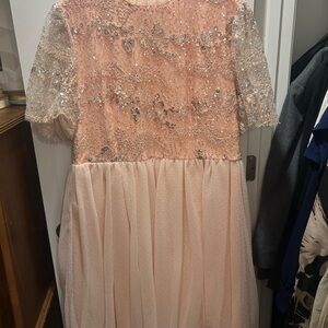 JessaKae Blush Peach Beaded Tulle Dress 2x Plus